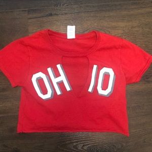 Ohio State OSU Crop Top with Keyhole Neck